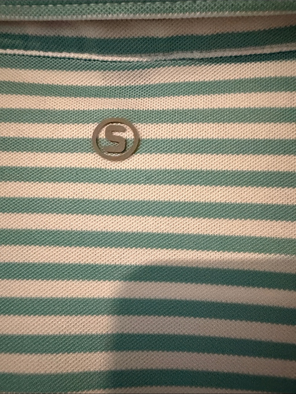 Men's Aqua and White Striped Performance Polo SAS Championship - Picture 7 of 7